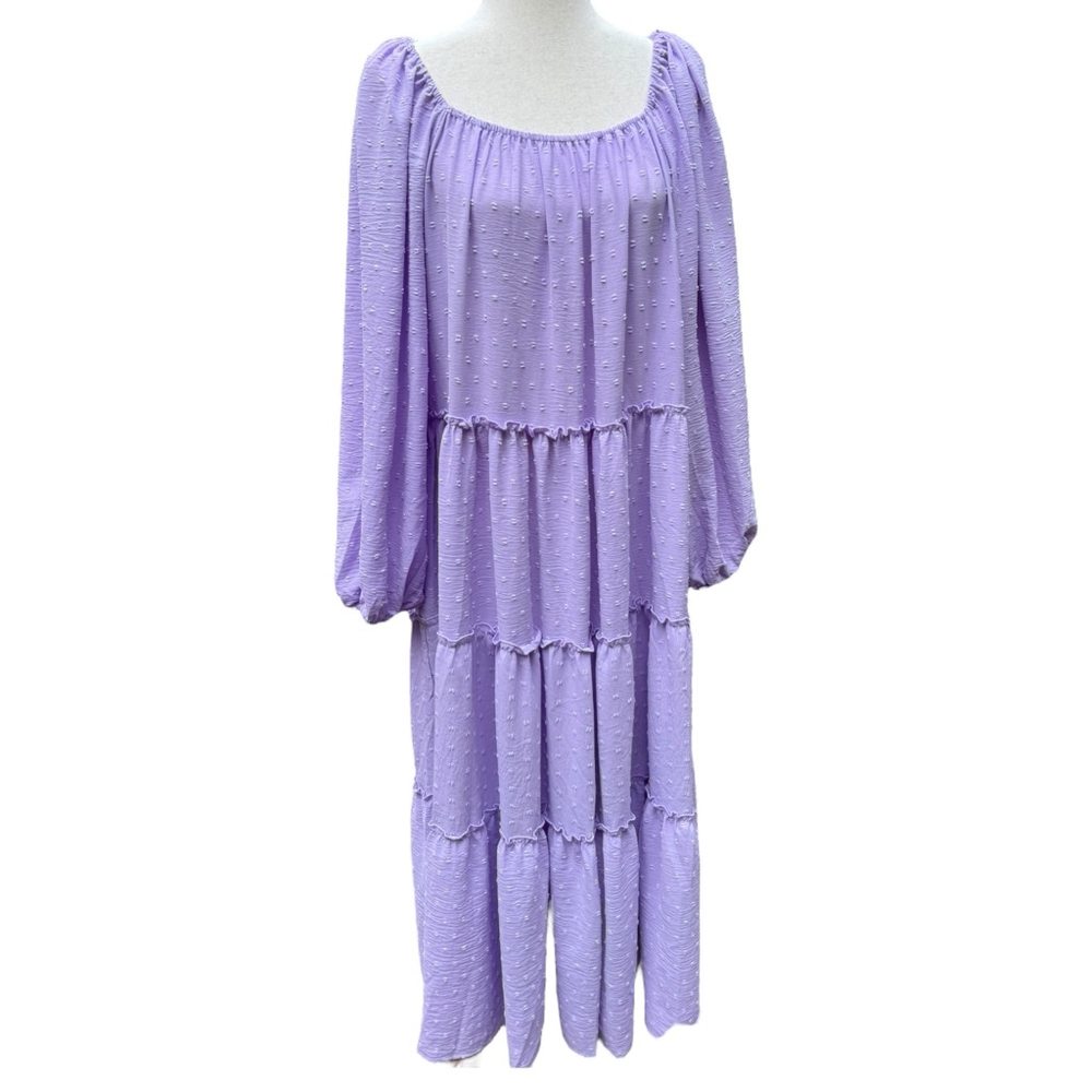 NWT Zoco Lavender Daymaker Dress Boho Maxi Cottagecore Feminine Flowy Chic Tiers - Picture 2 of 15